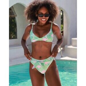 Kenny Flowers Green Tropical Leaf & Pink Floral Bikini